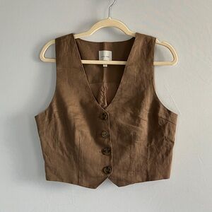 Brown Button Up Vest